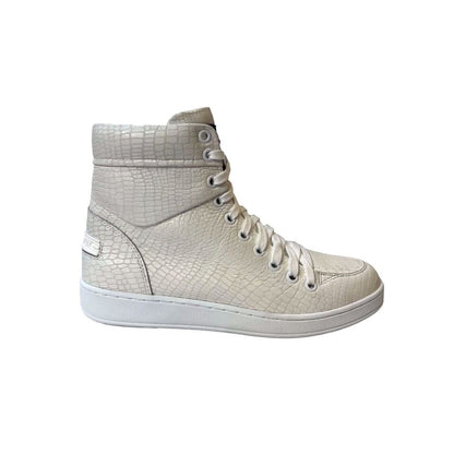 Travel Fox 900 Series Men's White Embossed Snake Leather High Top Sneakers 916101 007 Shoes by Travel Fox – Don't Panic Shoes