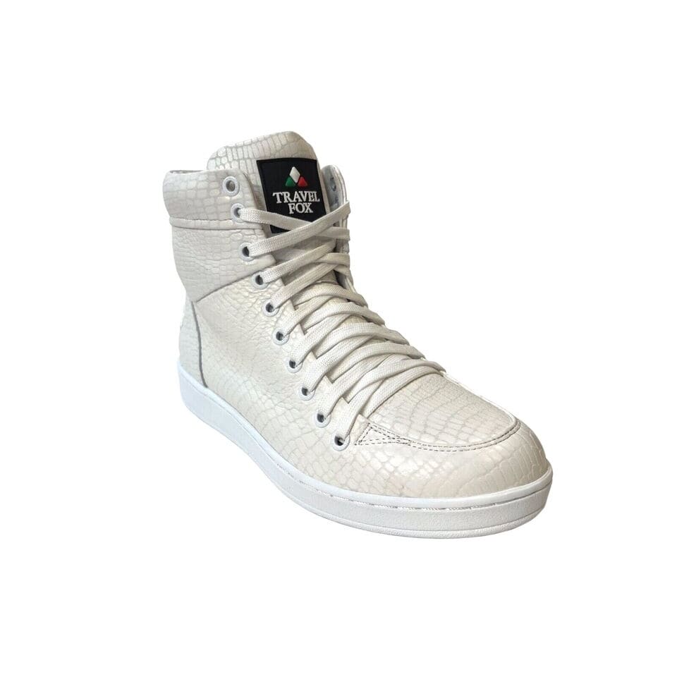 Travel Fox 900 Series Men's White Embossed Snake Leather High Top Sneakers 916101 007 Shoes by Travel Fox – Don't Panic Shoes