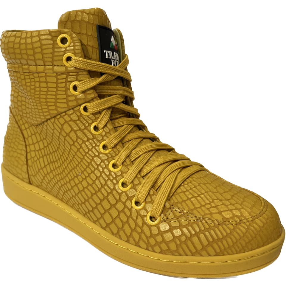 Travel Fox 900 Series Men's Yellow Snake Leather High Top Sneakers 916101 039 Shoes by Travel Fox – Don't Panic Shoes