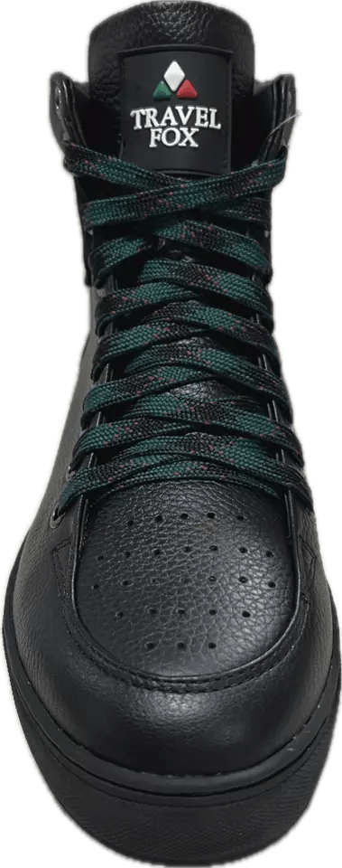 Travel Fox 900's High Top Sneakers Men's Black Leather 915620 - 101 Shoes by Travel Fox – Don't Panic Shoes