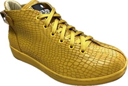Travel Fox Malibu Mid Top Sneakers Men's Yellow Nappa Leather 915601 011 Shoes by Travel Fox – Don't Panic Shoes