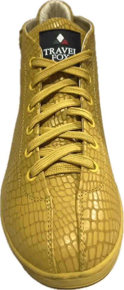 Travel Fox Malibu Mid Top Sneakers Men's Yellow Nappa Leather 915601 011 Shoes by Travel Fox – Don't Panic Shoes