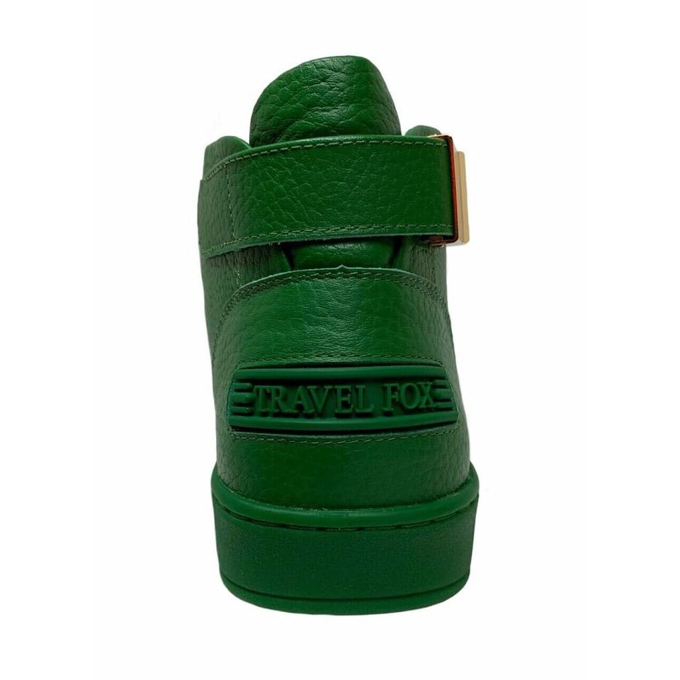 Travel Fox Men's Green Nappa Leather Mid Top Sneakers 915601 20