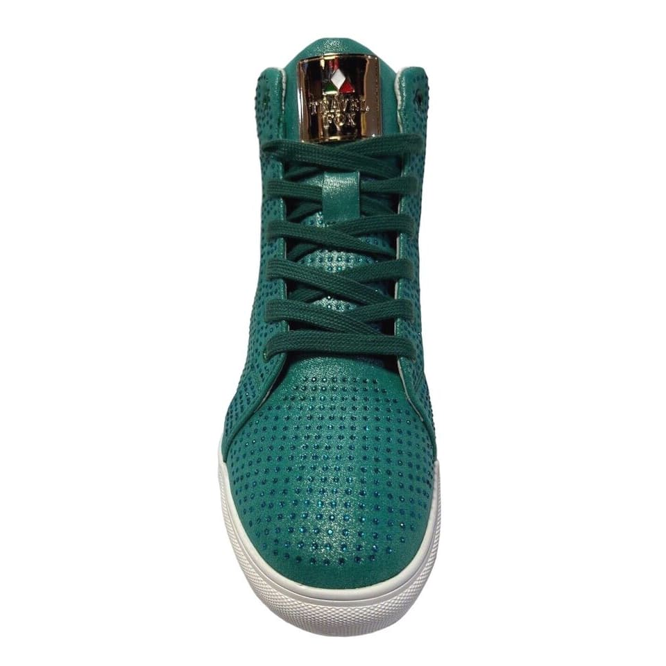 Travel Fox Men’S Green Rhinestone Nappa Leather High Top Sneakers 9210 - 27 – Luxury Streetwear | Premium Comfort | Limited Edition Shoes by Travel Fox – Don't Panic Shoes