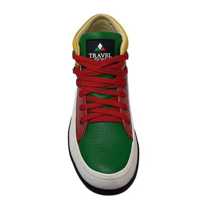 Travel Fox Men's Leather High Top Sneakers – Red, Green, White, Yellow, Black (916103 - 133) Shoes by Travel Fox – Don't Panic Shoes