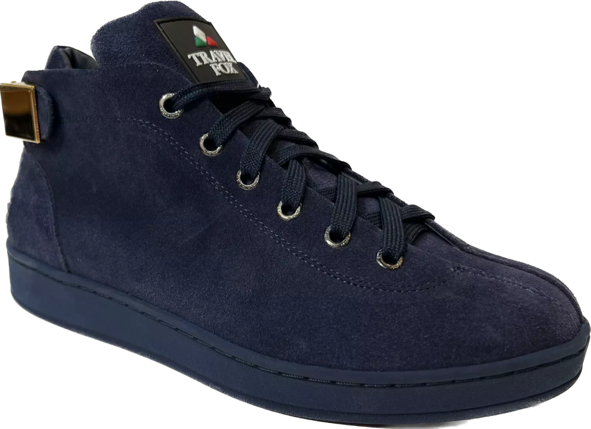 Travel Fox Men's Malibu Navy Blue Suede Round Toe Lace Up Mid Top Sneakers 915601 - 247 Shoes by Travel Fox – Don't Panic Shoes
