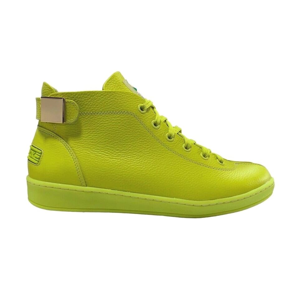 Travel Fox Men's Neon Green Nappa Leather Mid Top Sneakers 915601 39 Shoes by Travel Fox – Don't Panic Shoes