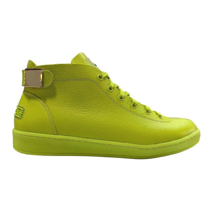 Travel Fox Men's Neon Green Nappa Leather Mid Top Sneakers 915601 39 Shoes by Travel Fox – Don't Panic Shoes