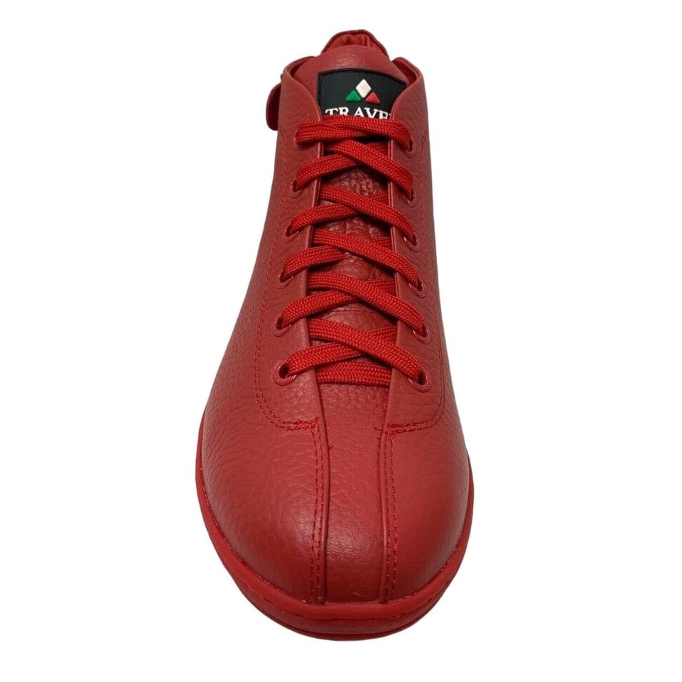 Travel Fox Men's Red Nappa Leather Mid Top Sneakers 915601 04 Shoes by Travel Fox – Don't Panic Shoes