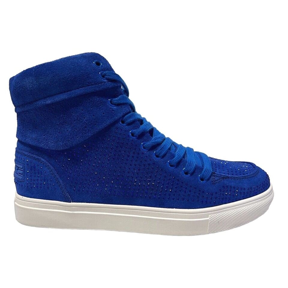 Travel Fox Men’S Royal Blue Rhinestone Suede High Top Sneakers – Luxury Italian Design, Limited Edition Streetwear 9220 - 05 Shoes by Travel Fox – Don't Panic Shoes