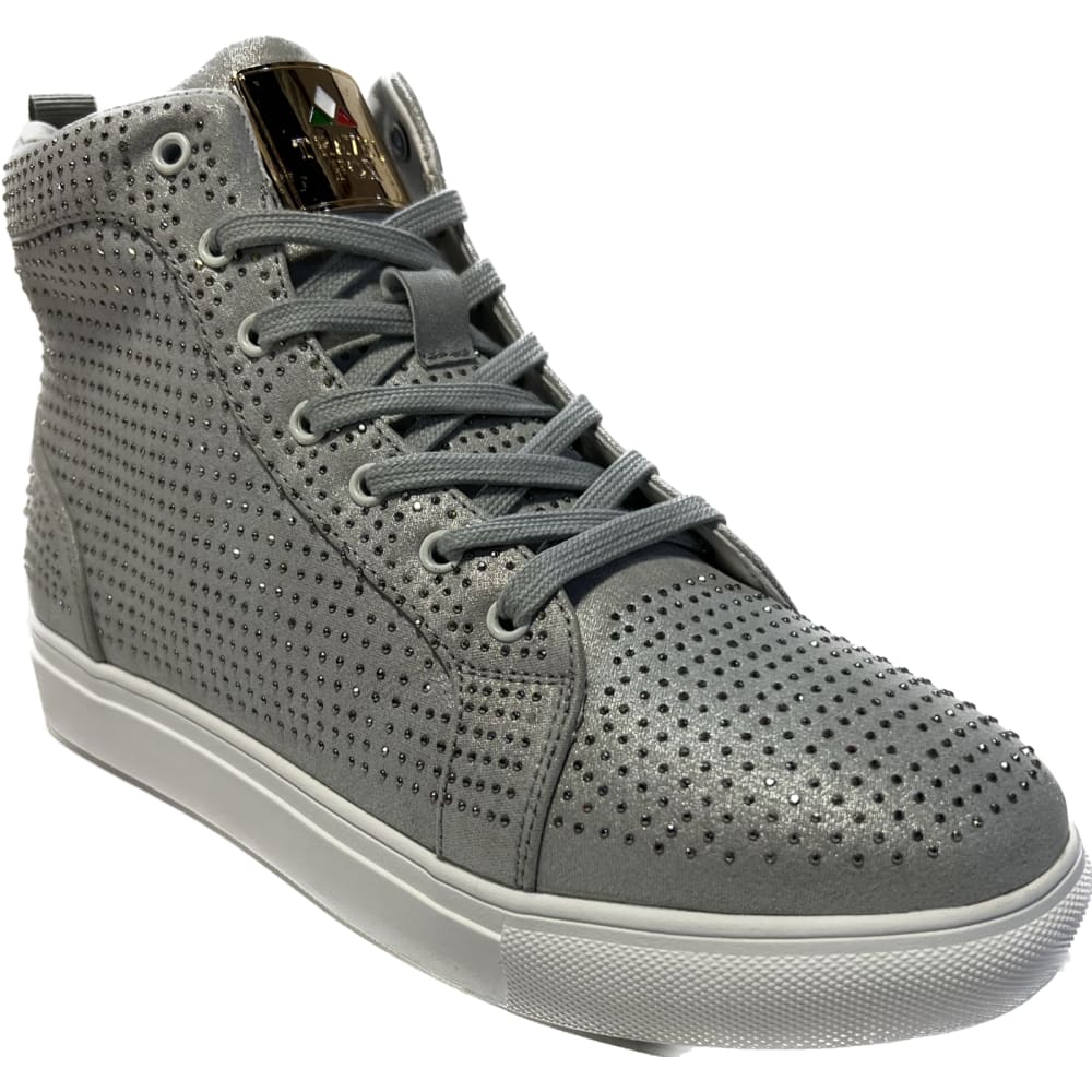 Travel Fox Men’S Silver Leather High Top Sneakers 9210 - 65 – Luxury Streetwear | Metallic Finish | Limited Edition Shoes by Travel Fox – Don't Panic Shoes
