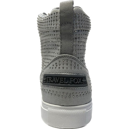 Travel Fox Men’S Silver Leather High Top Sneakers 9210 - 65 – Luxury Streetwear | Metallic Finish | Limited Edition Shoes by Travel Fox – Don't Panic Shoes