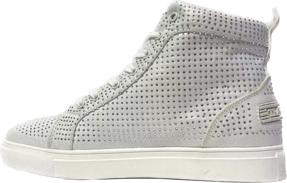 Travel Fox Men’S White & Silver Rhinestone Nappa Leather High Top Sneakers 9210 - 07 – Luxury Streetwear | Premium Comfort | Limited Edition Shoes by Travel Fox – Don't Panic Shoes