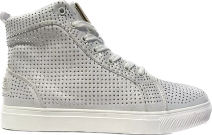 Travel Fox Men’S White & Silver Rhinestone Nappa Leather High Top Sneakers 9210 - 07 – Luxury Streetwear | Premium Comfort | Limited Edition Shoes by Travel Fox – Don't Panic Shoes