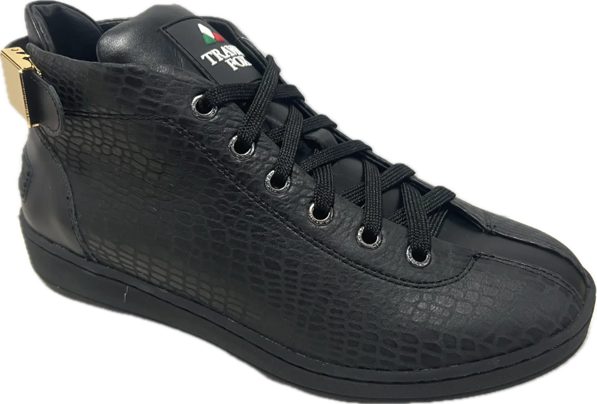 Travel Fox Spider Men's Black Leather Mid Top Sneakers 915602 - 85 Shoes by Travel Fox – Don't Panic Shoes