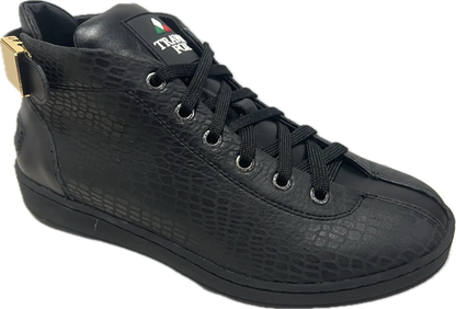 Travel Fox Spider Men's Black Leather Mid Top Sneakers 915602 - 85 Shoes by Travel Fox – Don't Panic Shoes