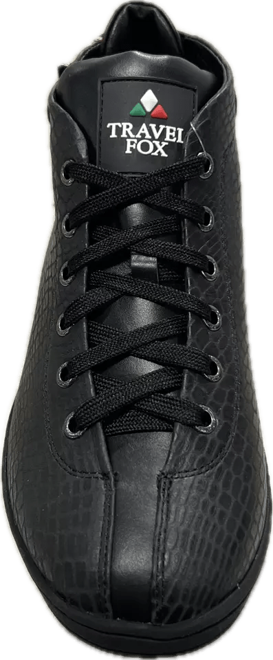 Travel Fox Spider Men's Black Leather Mid Top Sneakers 915602 - 85 Shoes by Travel Fox – Don't Panic Shoes