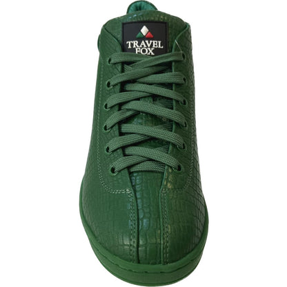 Travel Fox Spider Men's Green Nappa Leather Mid Top Sneakers 915601 020 Shoes by Travel Fox – Don't Panic Shoes