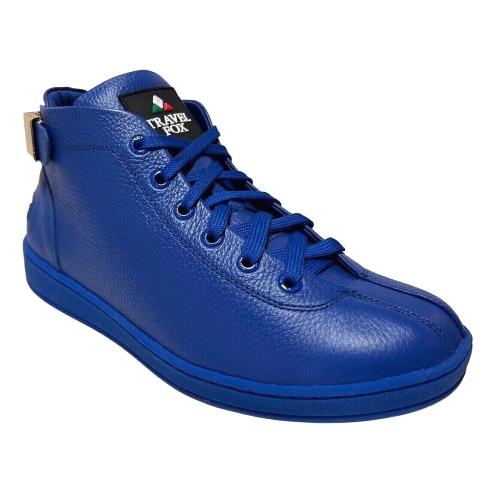 Travel Fox Spider Men's Royal Blue Nappa Leather Mid Top Sneakers 915601 05 Shoes by Travel Fox – Don't Panic Shoes