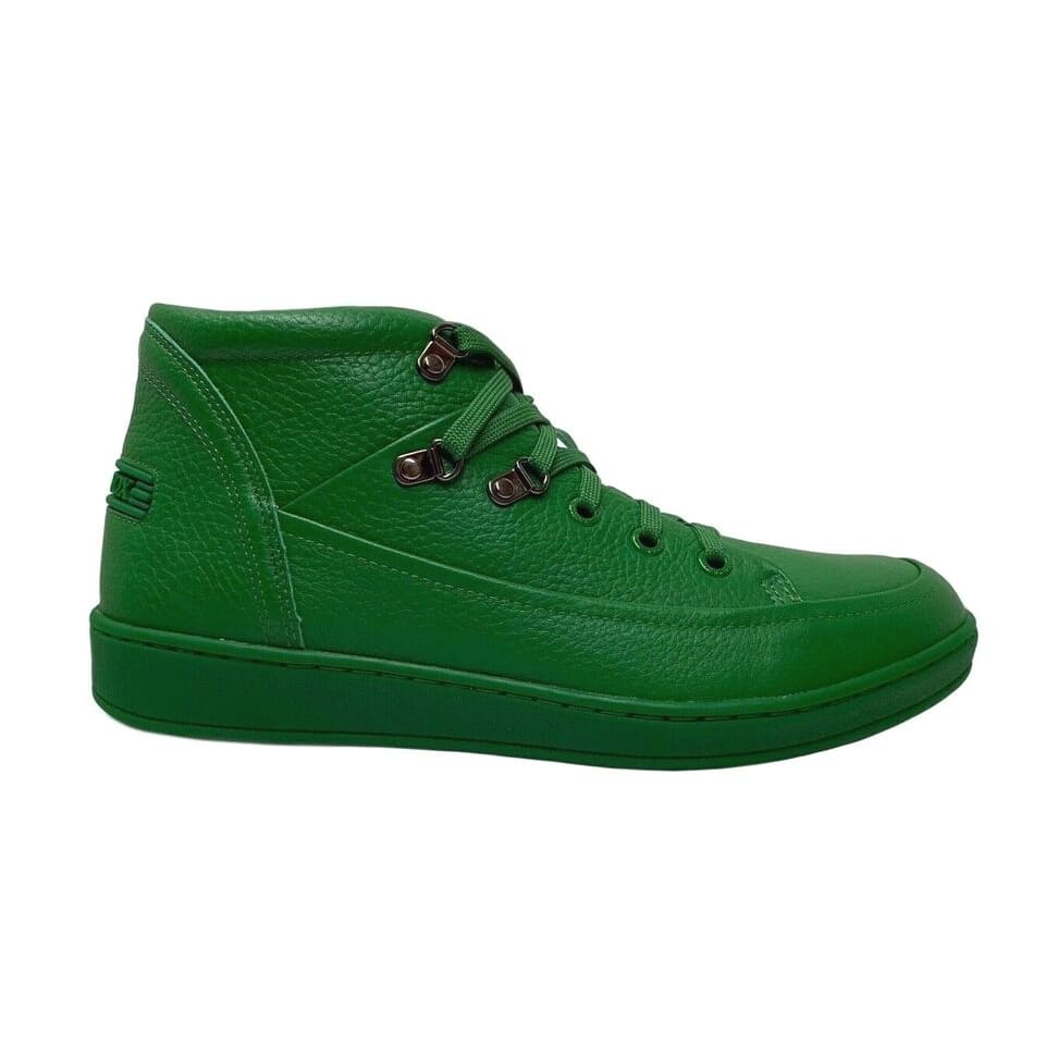 Travel Fox Green Leather Mid Top Sneakers