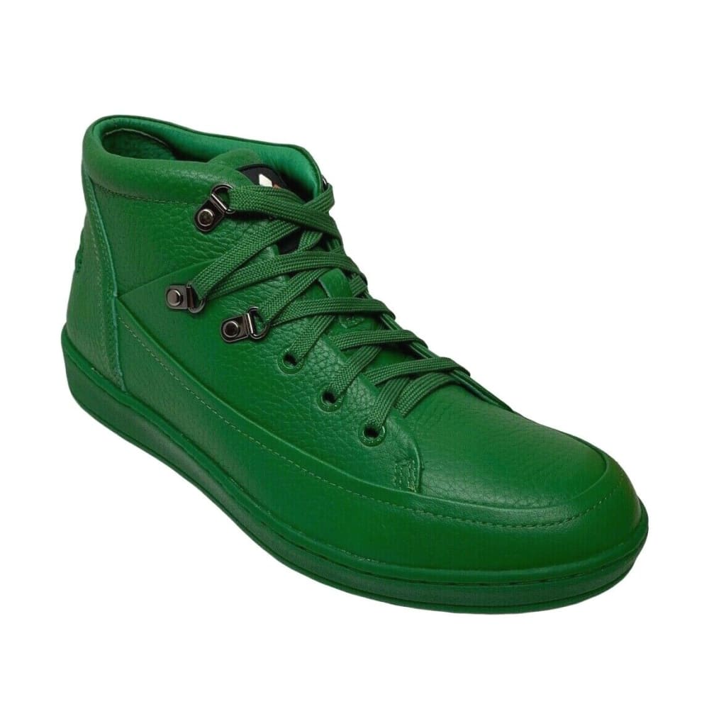 Travel Fox Green Leather Mid Top Sneakers