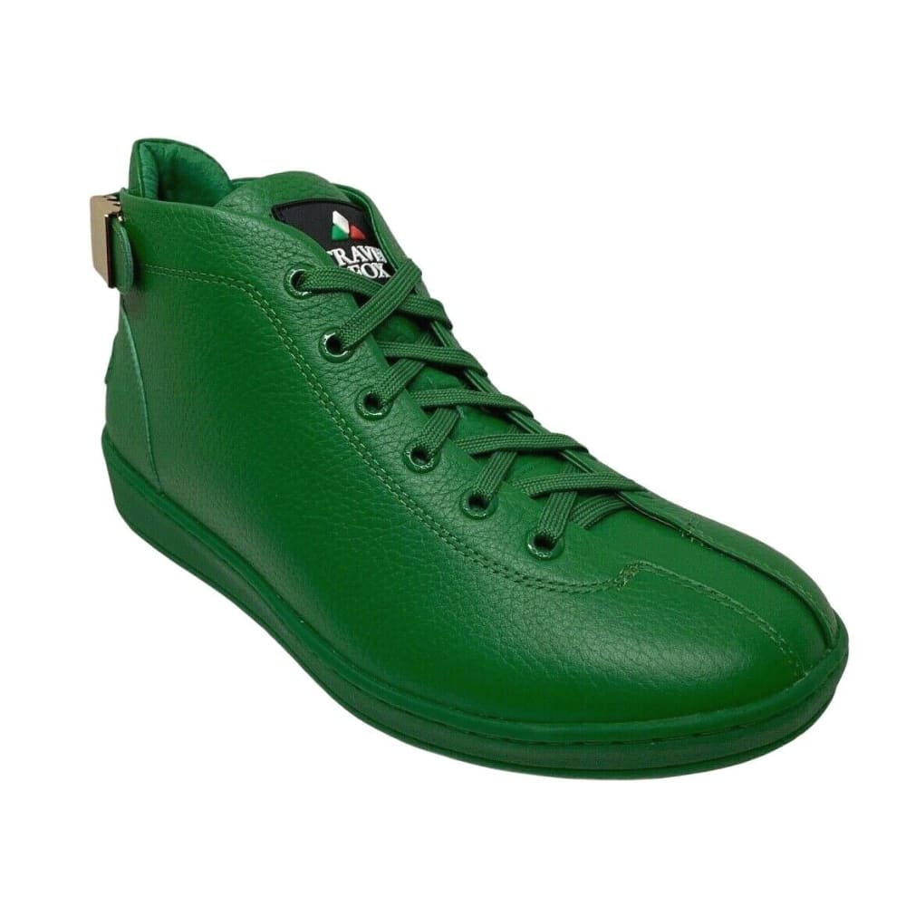 Travel Fox Men’s Green Leather Sneakers