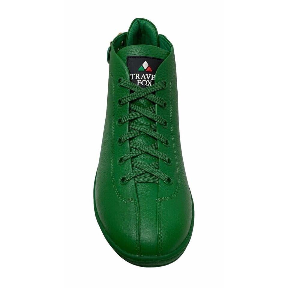 Travel Fox Men’s Green Leather Sneakers