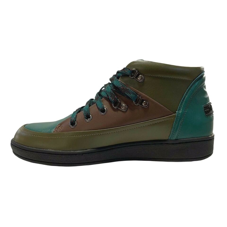Travel Fox Men’s Khaki Green Leather Sneakers