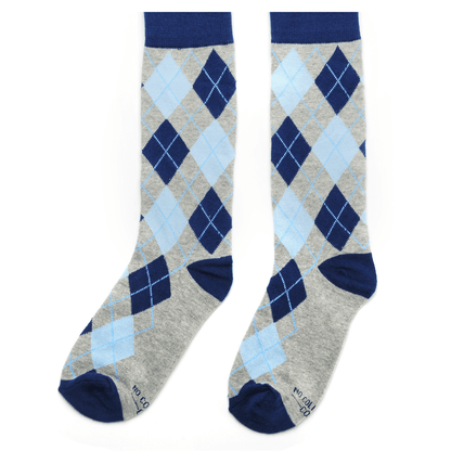 True Blue Sock Bundle 4 Pack Argyle Polka Dot Stripe Dress And Casual Socks Gift Set For Work And Weekend Socks by No Cold Feet – Don't Panic Shoes