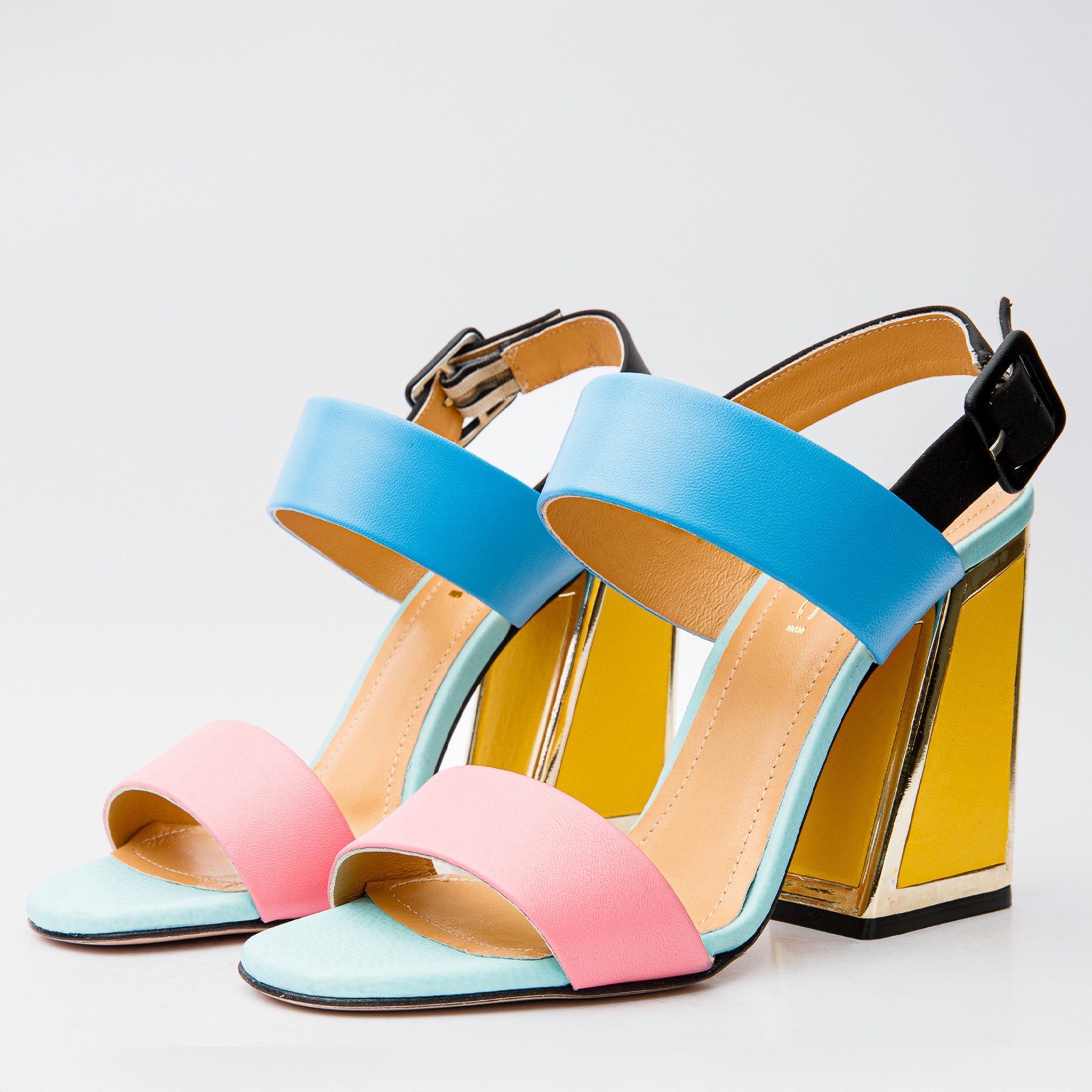 The Niger Multicolor Block Heel Leather Women Sandal