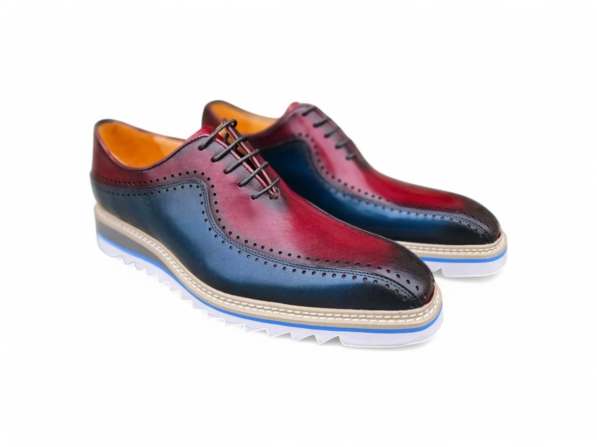 Two Tone Hand Burnished Brogue Oxford Calfskin Ks550 - 05t Shoes by Carrucci Shoes – Don't Panic Shoes