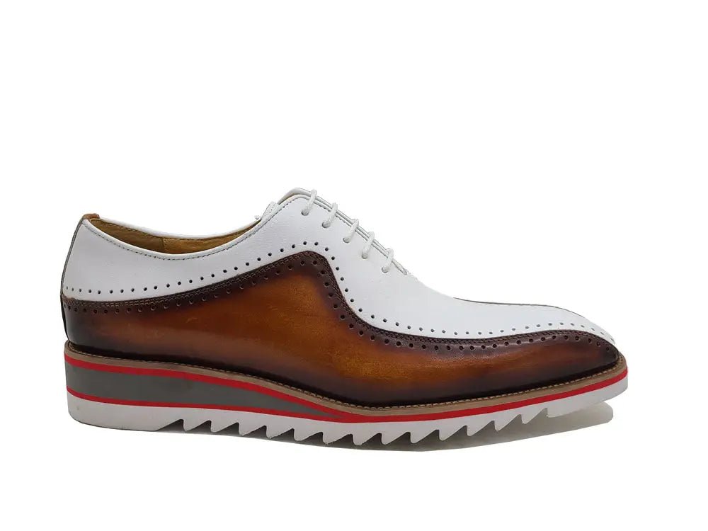 Two Tone Hand Burnished Brogue Oxford Calfskin Ks550 - 05t Shoes by Carrucci Shoes – Don't Panic Shoes