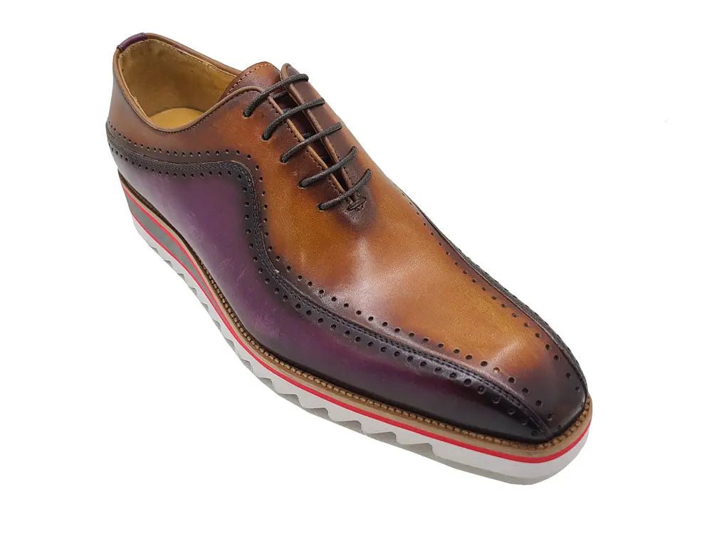 Two Tone Hand Burnished Brogue Oxford Calfskin Ks550 - 05t Shoes by Carrucci Shoes – Don't Panic Shoes