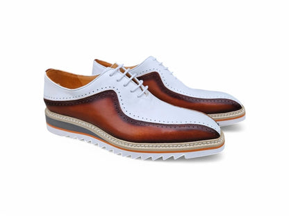 Two Tone Hand Burnished Brogue Oxford Calfskin Ks550 - 05t Shoes by Carrucci Shoes – Don't Panic Shoes