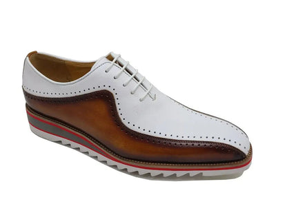 Two Tone Hand Burnished Brogue Oxford Calfskin Ks550 - 05t Shoes by Carrucci Shoes – Don't Panic Shoes