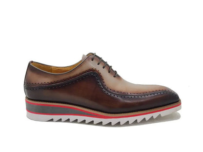 Two Tone Hand Burnished Brogue Oxford Calfskin Ks550 - 05t Shoes by Carrucci Shoes – Don't Panic Shoes