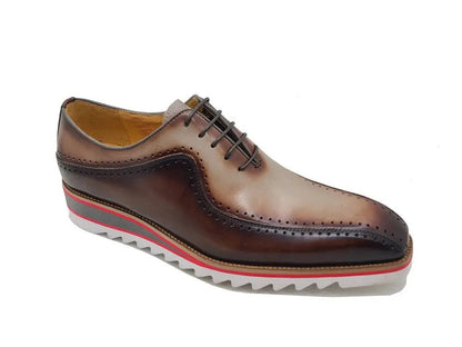 Two Tone Hand Burnished Brogue Oxford Calfskin Ks550 - 05t Shoes by Carrucci Shoes – Don't Panic Shoes