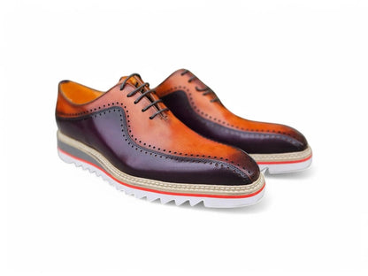 Two Tone Hand Burnished Brogue Oxford Calfskin Ks550 - 05t Shoes by Carrucci Shoes – Don't Panic Shoes