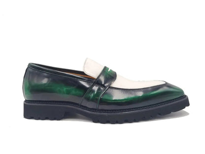 Two Tone Patent Leather Penny Loafer Leather Ks480 - 102pt Shoes by Carrucci Shoes – Don't Panic Shoes