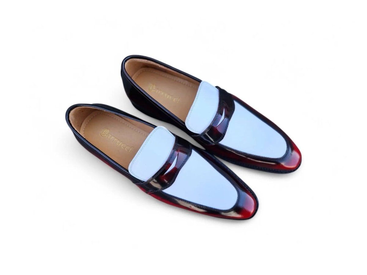 Two Tone Patent Leather Penny Loafer Leather Ks480 - 102pt Shoes by Carrucci Shoes – Don't Panic Shoes