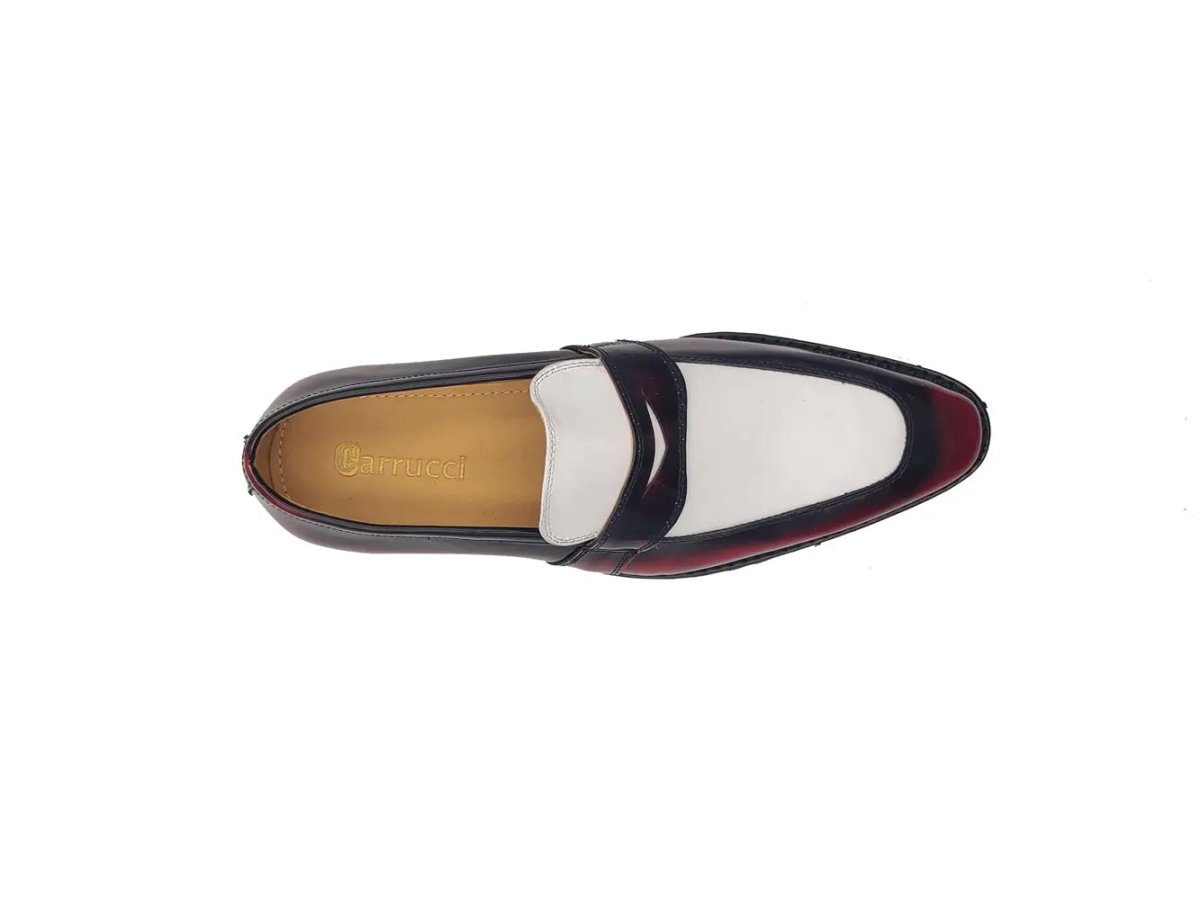 Two Tone Patent Leather Penny Loafer Leather Ks480 - 102pt Shoes by Carrucci Shoes – Don't Panic Shoes