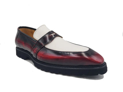 Two Tone Patent Leather Penny Loafer Leather Ks480 - 102pt Shoes by Carrucci Shoes – Don't Panic Shoes