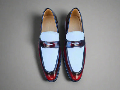 Two Tone Patent Leather Penny Loafer Leather Ks480 - 102pt Shoes by Carrucci Shoes – Don't Panic Shoes