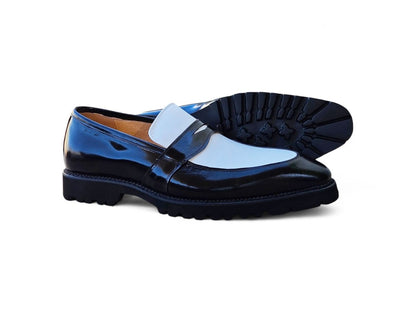 Two Tone Patent Leather Penny Loafer Leather Ks480 - 102pt Shoes by Carrucci Shoes – Don't Panic Shoes