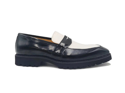 Two Tone Patent Leather Penny Loafer Leather Ks480 - 102pt Shoes by Carrucci Shoes – Don't Panic Shoes