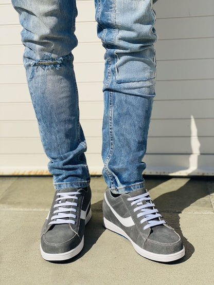 2.8-Inch TOTO Gray & White Suede Leather Sneakers - A1911