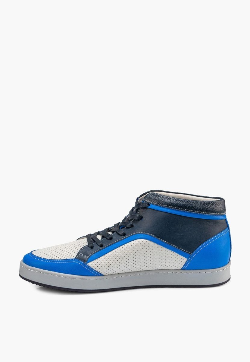 Urban High Top Men’S Leather White Blue Handcrafted Sneaker MEN SHOES by Sepol Shoes – Don't Panic Shoes