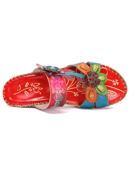 Valery Retro Floral Embossing Slippers Sandals by Colorstepshoes – Don't Panic Shoes