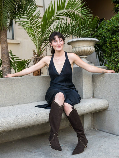 VaneSa Knee High Boot Women’s Brown Suede Memory Foam 50mm Boots by Beautiisoles – Don't Panic Shoes