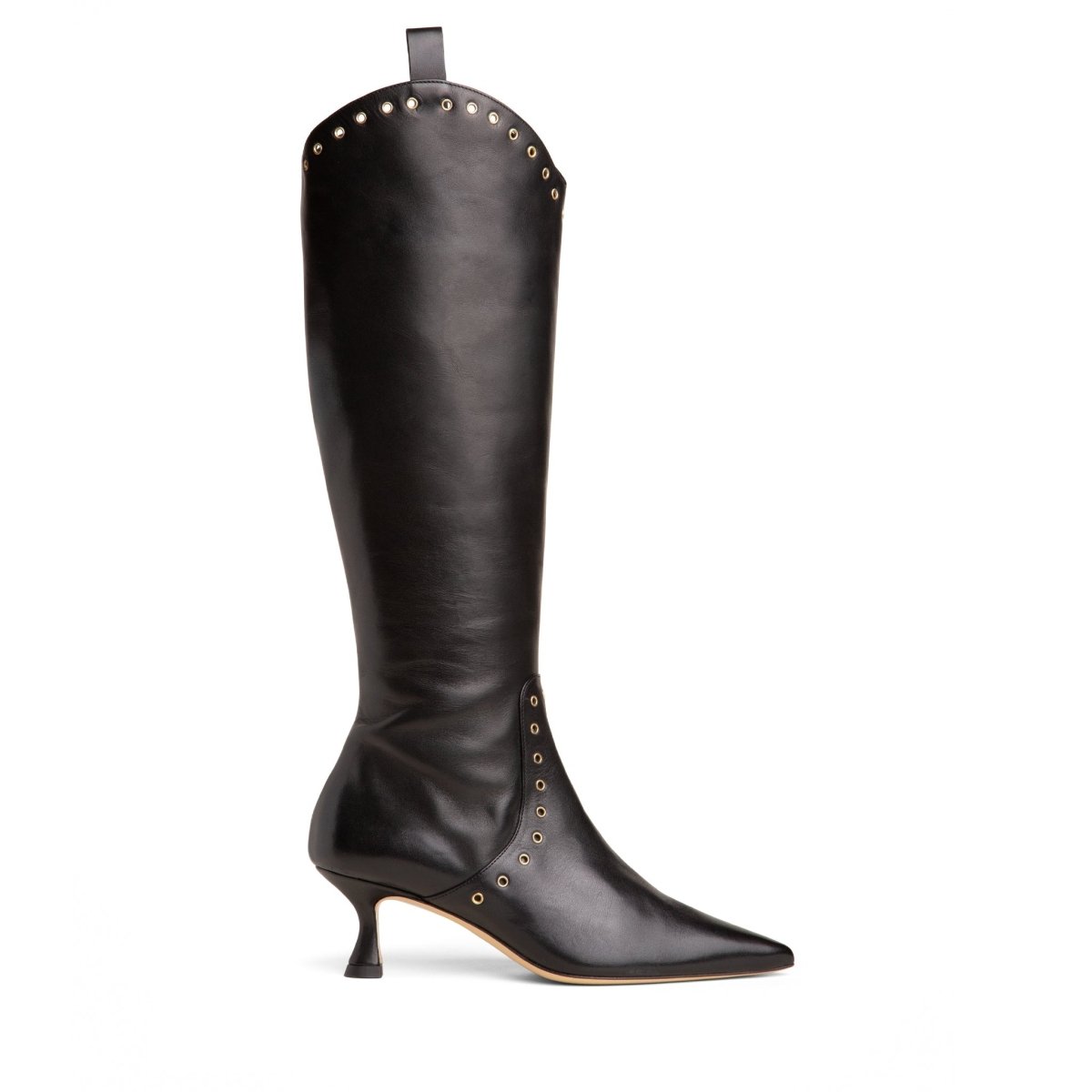 VaneSa Women’s Black Leather Knee High Boot Kitten Heel Boots by Beautiisoles – Don't Panic Shoes